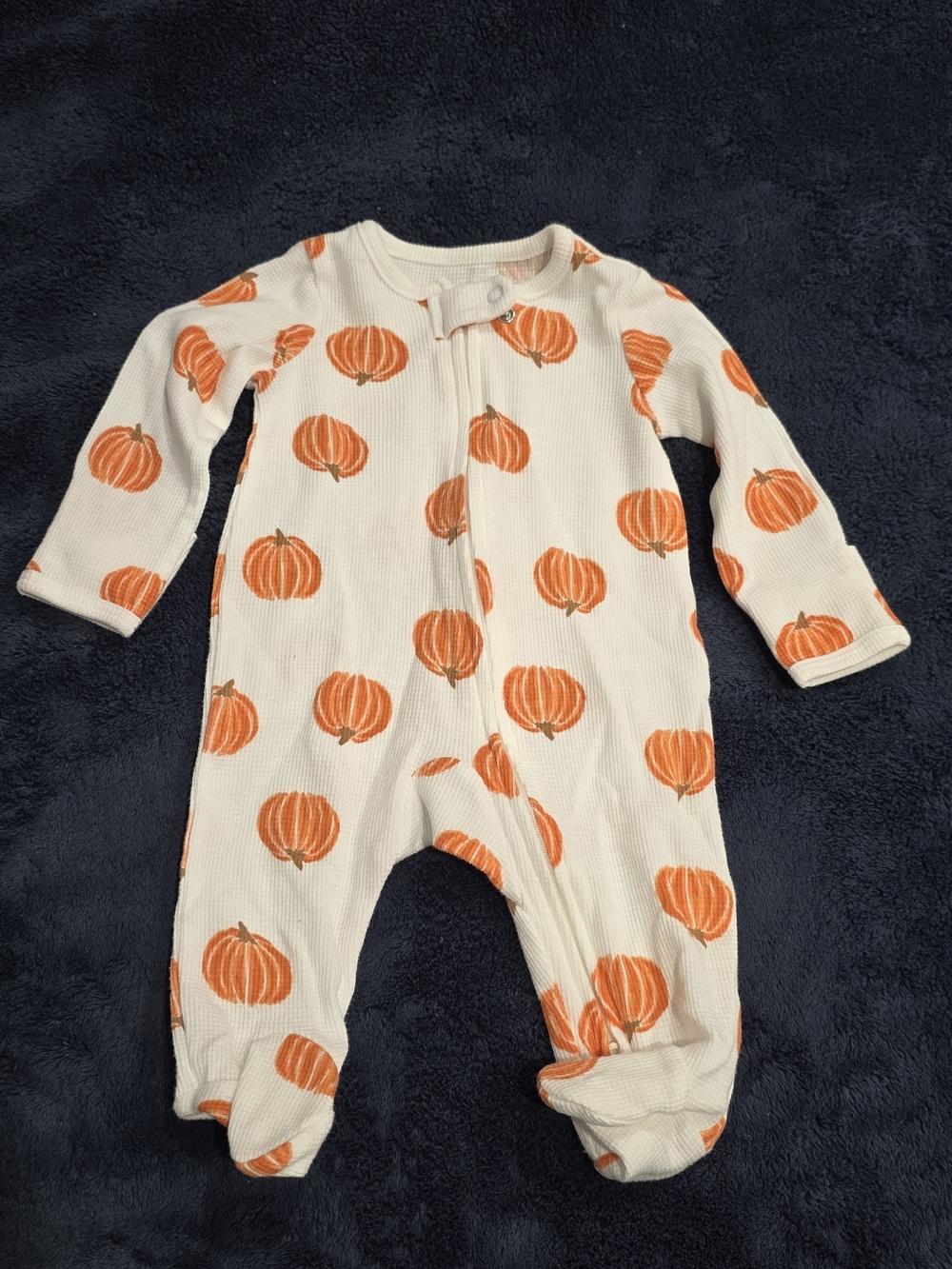 Carter's Cream Footed One-Piece with Orange Pumpkin Print